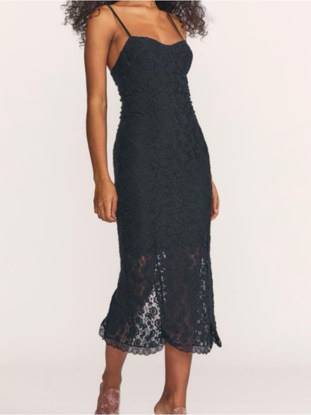 Sima Midi Dress in black lace